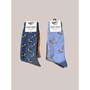 Twisted Toes Novelty Crew Socks OS 4-Pair Bee Fishing Bird Deer Bundle